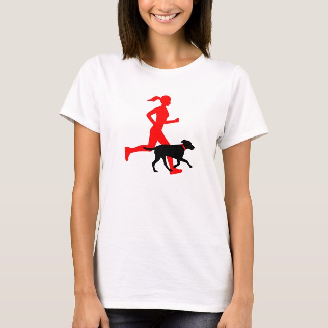 T-shirt Courir avec le chien (rouge/noir) (Devant)