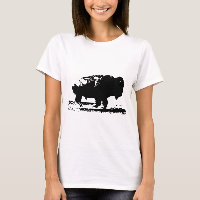 T-shirt Courir Buffalo Bison Pop Art (Devant)