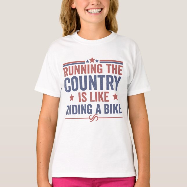 T-shirt Courir le pays est comme rouler à vélo amusant (Devant)