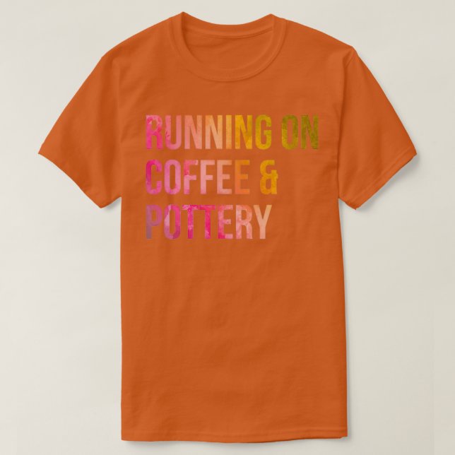 T-shirt Courir sur café et poterie en aquarelle (Design devant)