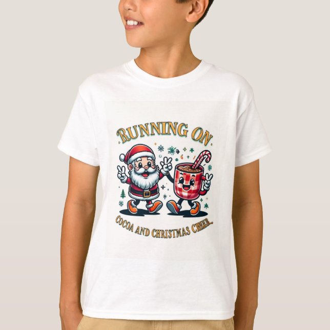 T-shirt Courir sur le cacao et la fête de Noël (Devant)