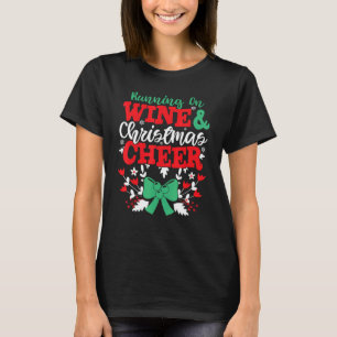 T-shirt Courir sur le vin et Noël Joyeux vacances