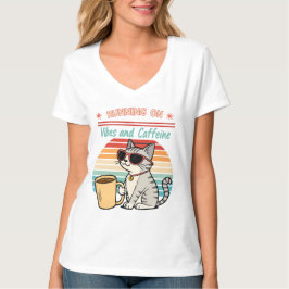 T-shirt Courir sur Vibes et Caféine - Cool Cat Retro