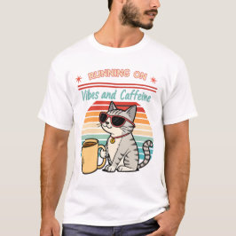 T-shirt Courir sur Vibes et Caféine - Cool Cat Retro