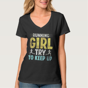 T-shirt Courir Une Fille Essaie De Garder Les Femmes Vinta