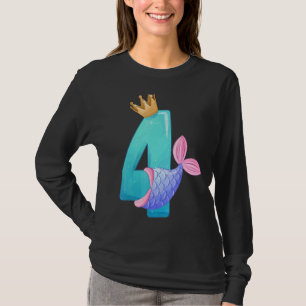 T-shirt Couronne 4 Anniversaire Reine Sirène 4 Ans Magie