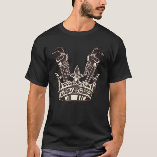 T-shirt Couronne avec clé de plomberie de construction
