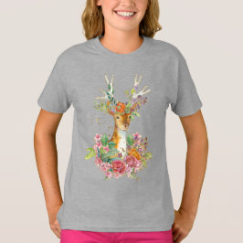 T-shirt couronne de cerf décoré design graphique or partie