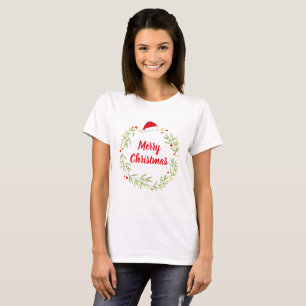 T-shirt Couronne de chapeau de Père Noël Joyeux Noël