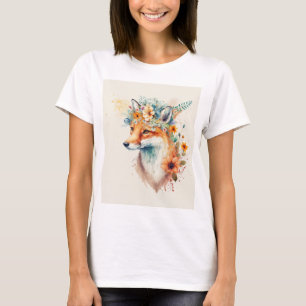 T-shirt Couronne de fleurs de renard aquarelle