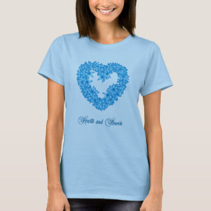 T-shirt Couronne de fleurs en forme de coeur, bleu pastel