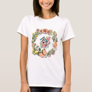 T-shirt Couronne de fleurs sauvages à l'aquarelle avec pap