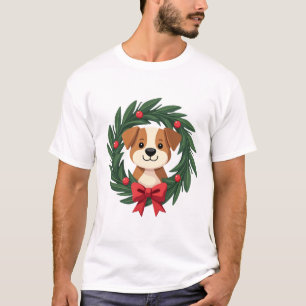 T-shirt Couronne de Noël nez de chien mignon Noël maman ch