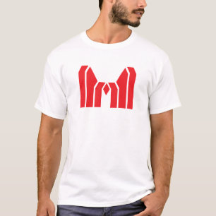 T-shirt Couronne géométrique rouge lettre M