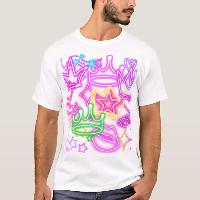T-shirt Couronne néon et coeur (Devant)