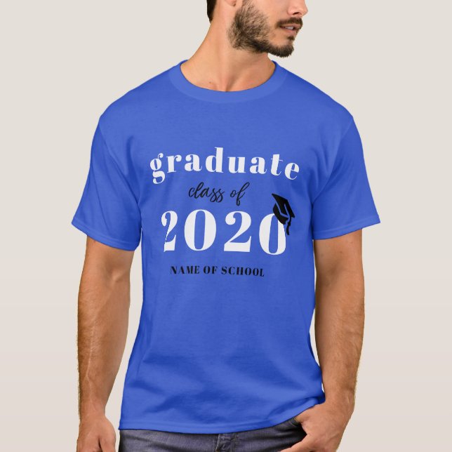 T-shirt Cours d'études en noir bleu Nom de l'école (Devant)