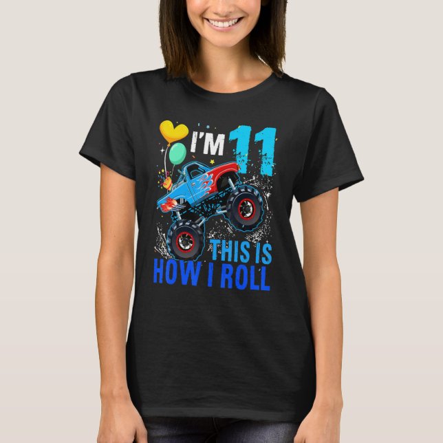 T-shirt Course 11e anniversaire Boy Blaze Car 11 ans Monst (Devant)