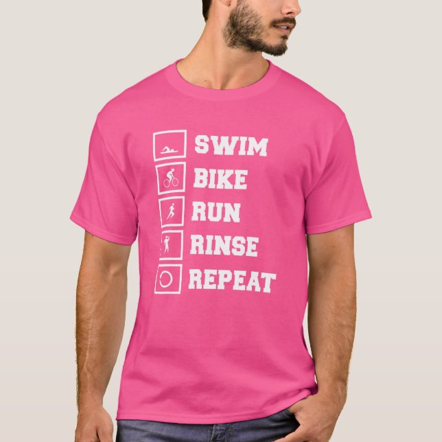 T-shirt Course à vélo de natation Rinse Répéter Triathlon  (Devant)
