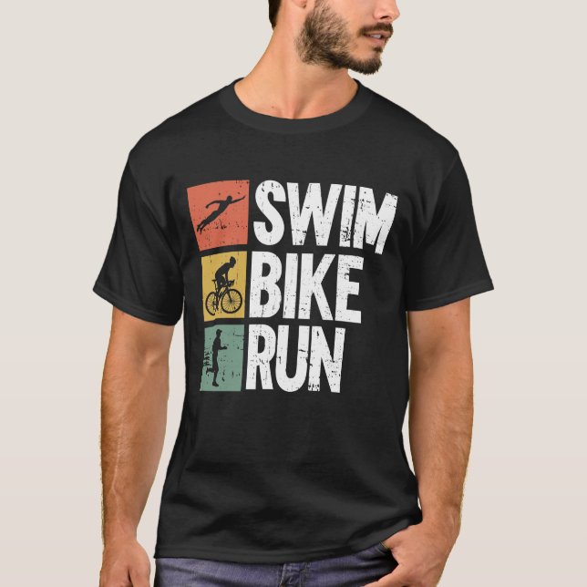 T-shirt Course à vélo de natation - Triathlon d'entraîneme (Devant)