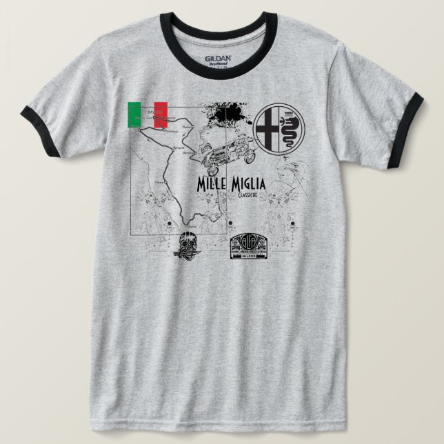 T-shirt Course d'Alfa Romeo Mille Miglia (Design devant)
