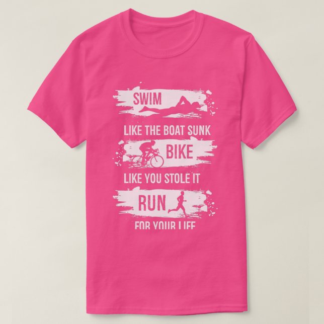 T-shirt Course de vélo de natation triathlon natation (Design devant)