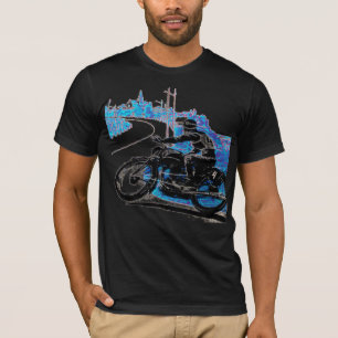 T-shirt Course moto vintage - Bleu