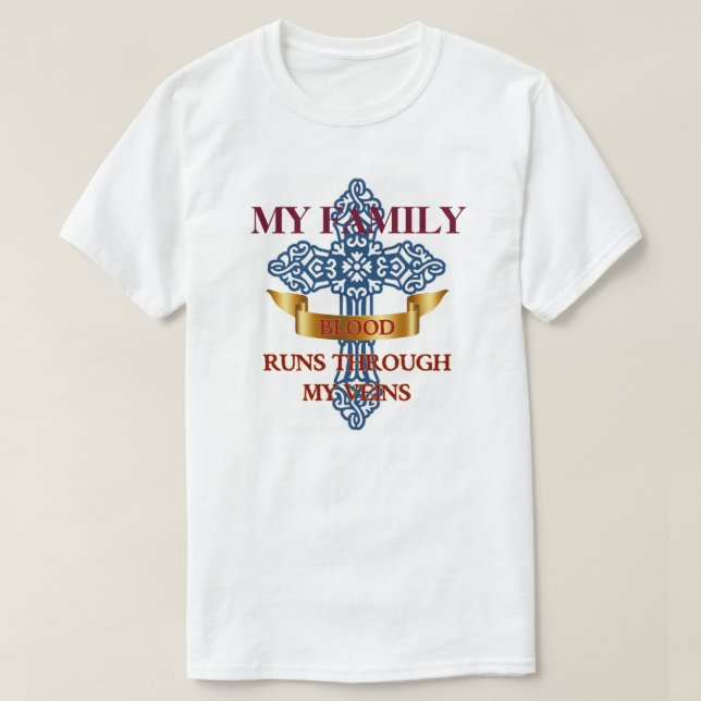T-shirt Courses de sang de famille par mes veines (Design devant)
