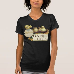 T-shirt court foncé de douille de dames de poussin