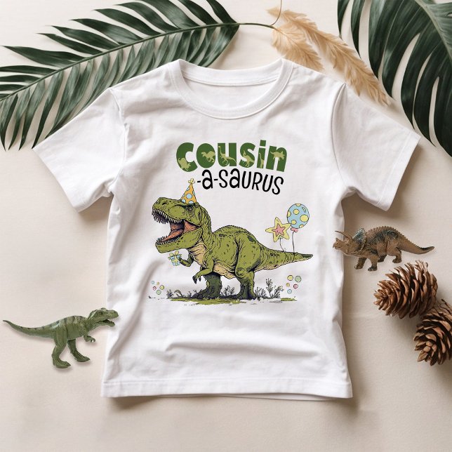 T-shirt Cousin-a-saurus Dinosaur Thème Anniversaire de enf (Cute funny cousin-a-saurus t-rex dinosaur theme kids birthday party matching family unisex t-shirt)