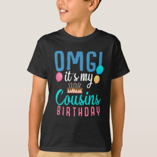 T-shirt Cousin Anniversaire Gâteau Amusant Ballons Garço