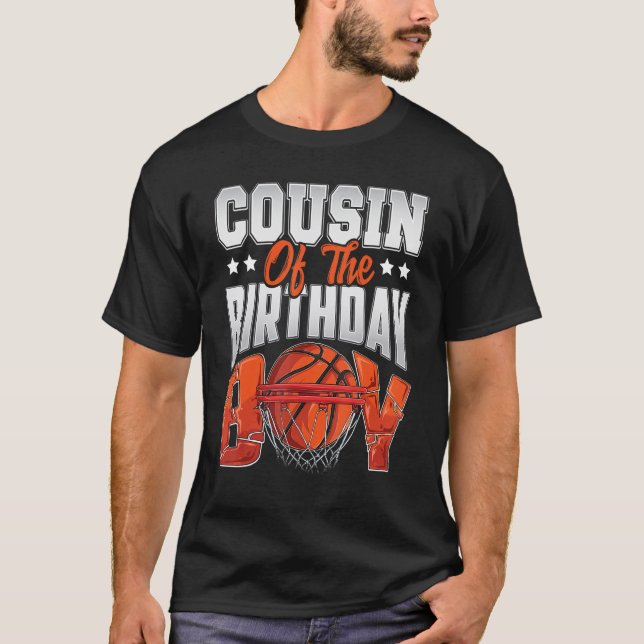T-shirt Cousin basket-ball anniversaire Boy Family Baller  (Devant)