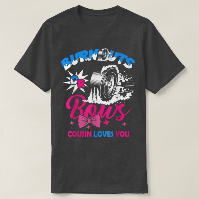 T-shirt Cousin Burnouts ou Bows Genre Révéler Baby Announc (Design devant)