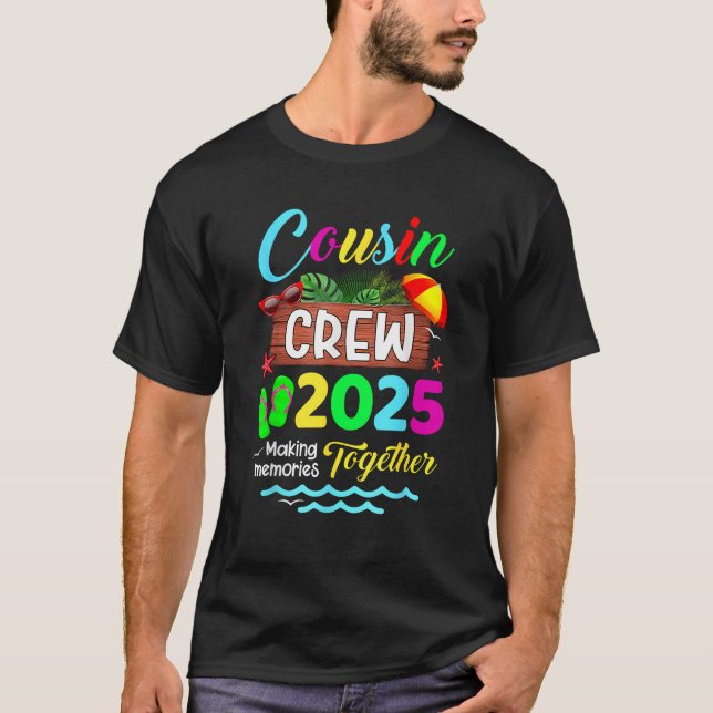 T-shirt Cousin Crew 2025 Summer Vacation Beach Voyage en f (Devant)