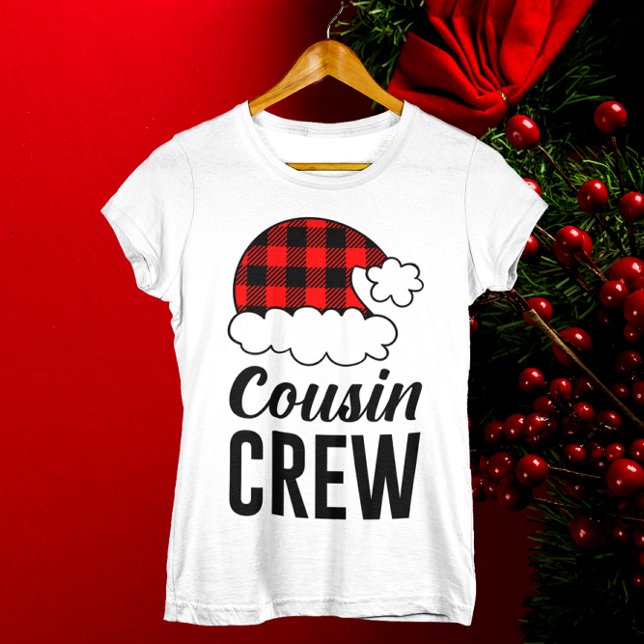 T-shirt Cousin Crew Noël Fêtes Buffalo Plaid Womens (Cousin Crew Christmas Holiday Buffalo Plaid Womens T-Shirt)