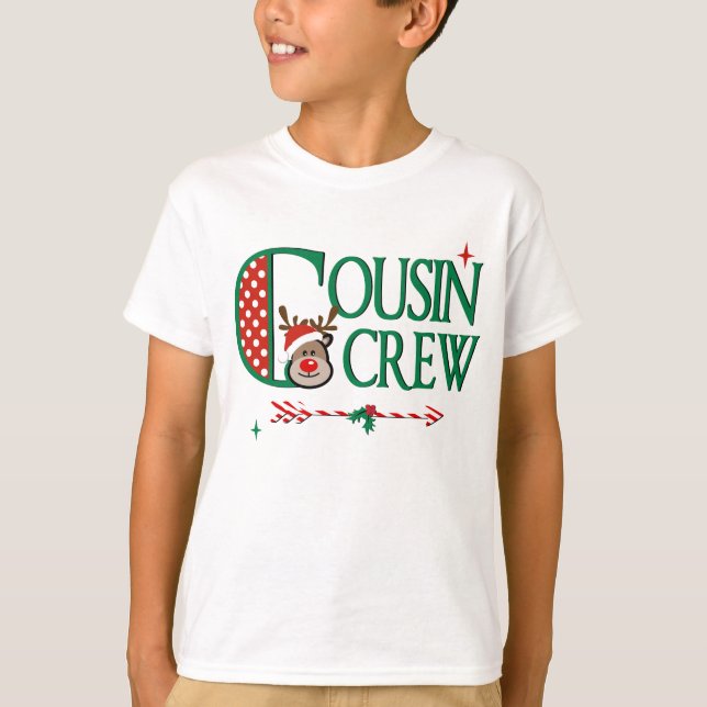 T-shirt Cousin Crew Reindeer Shirin Kids Cousin Noël (Devant)