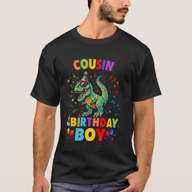 T-shirt Cousin de l'Anniversaire Boy TRex Dinosaur Parti (Devant)