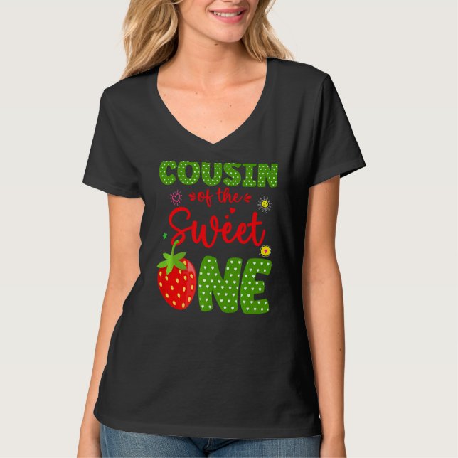 T-shirt Cousin De L'Anniversaire Une Fraise 1Er Fruit B (Devant)