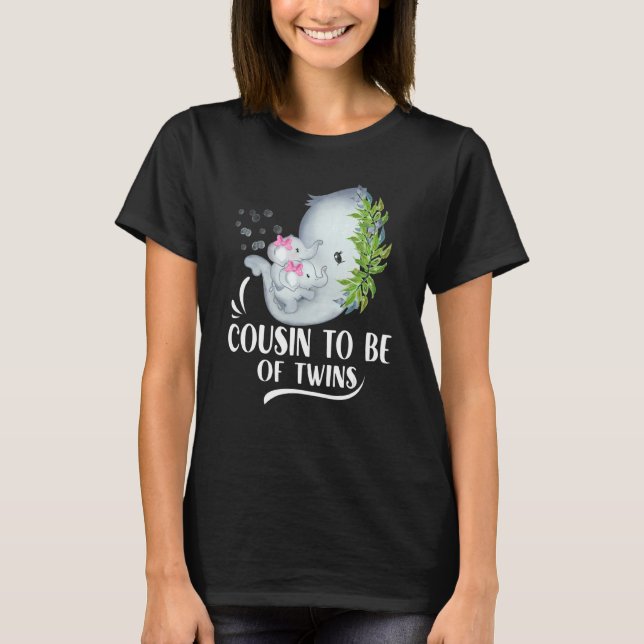 T-shirt Cousin Être De Twins Twin Baby Girls Elephant Bab (Devant)