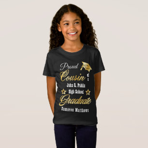 T-Shirt Cousin fier du nom de l'étudiant  Diplôme scolai
