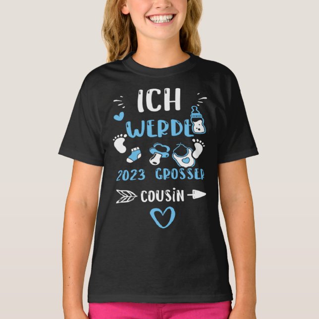 T-shirt Cousin Ich Werde 2023 Großer Cousin  Baby Boy (Devant)
