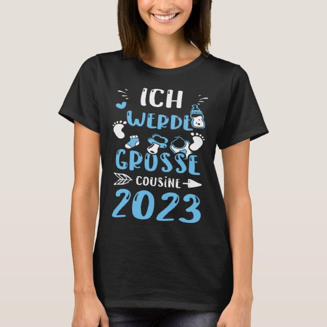 T-shirt Cousin Ich Werde Große Cousine 2023  Baby Boy (Devant)