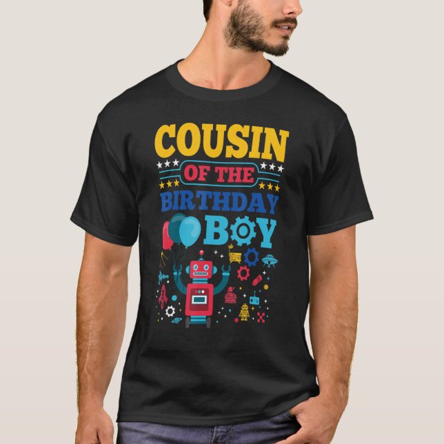 T-shirt Cousin of the Birthday Boy Robot Matching Family P (Devant)