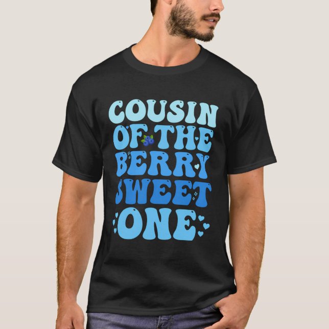 T-shirt Cousin Of The Sweet One First Birthday Sweet Blueb (Devant)