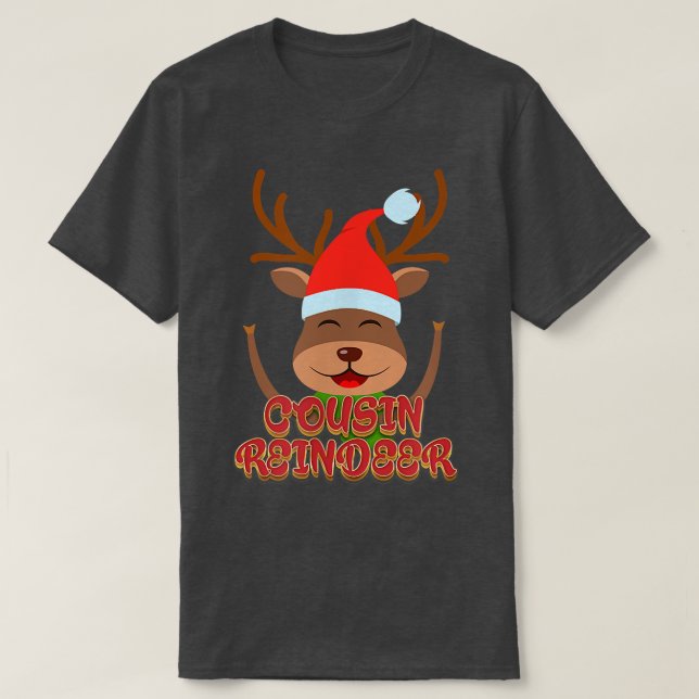 T-shirt Cousin Reindeer Famille Correspondante Groupe Noël (Design devant)