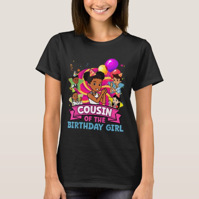 T-shirt Cousin The Birthday Girl Party Pink Doll Family De (Devant)
