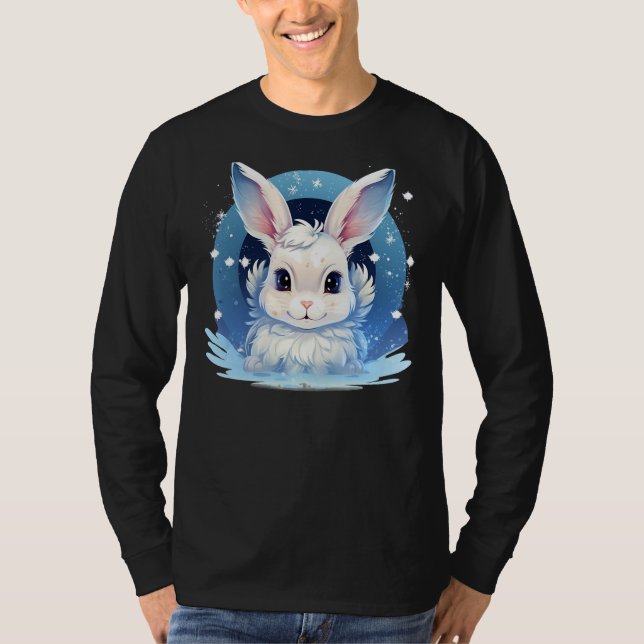 T-shirt Couteaux de neige mignons Rabbit en costume de nei (Devant)