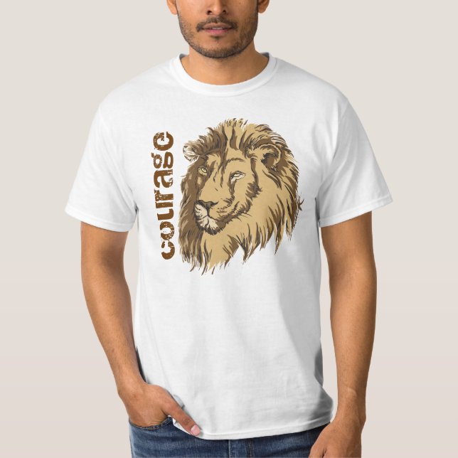 T-shirt coutume de tête de lion Courage (Devant)
