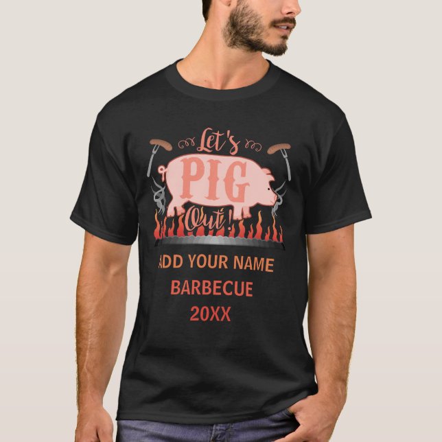 T-shirt Coutume drôle de concurrence de gril de porc de (Devant)