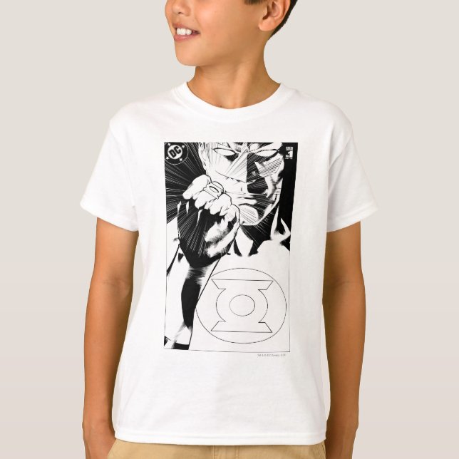 T-shirt Couvercle de fond de la lanterne verte, noir et bl (Devant)