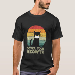 T-shirt Couvrir votre oreille Masque de chat noir Vintage